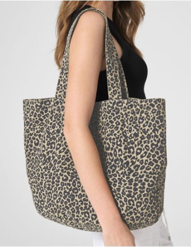 WES-W335-Leopard Print Canvas Shopper